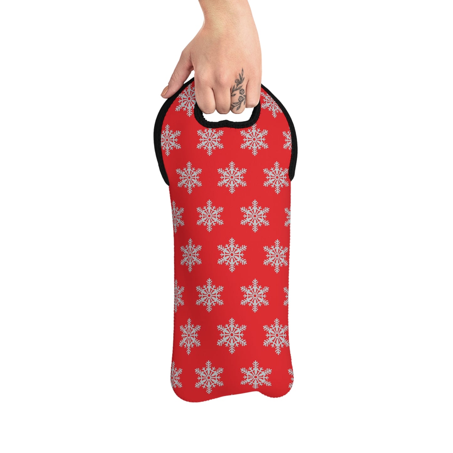 Snowflake Wine Tote Bag - Red