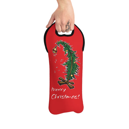 Red Christmas Tree Wine Tote Bag