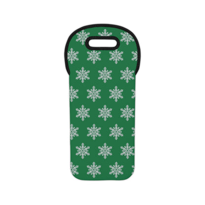 Snowflake Wine Tote Bag - Green