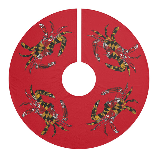 Crabby Christmas Tree Skirt - Red