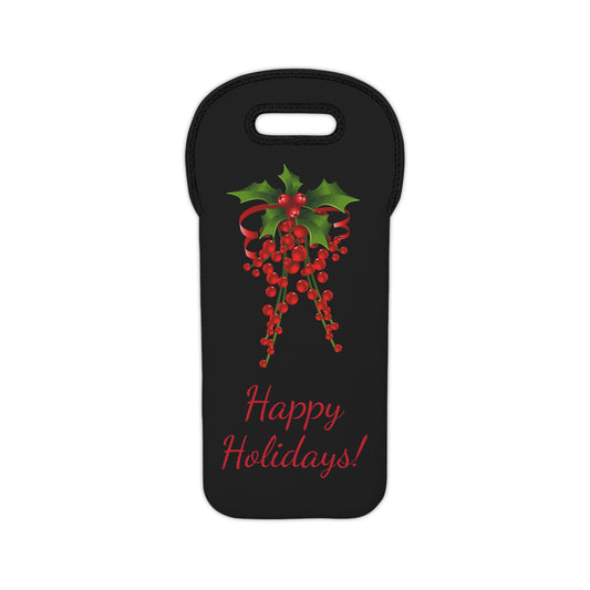 Holiday Holly Wine Tote Bag