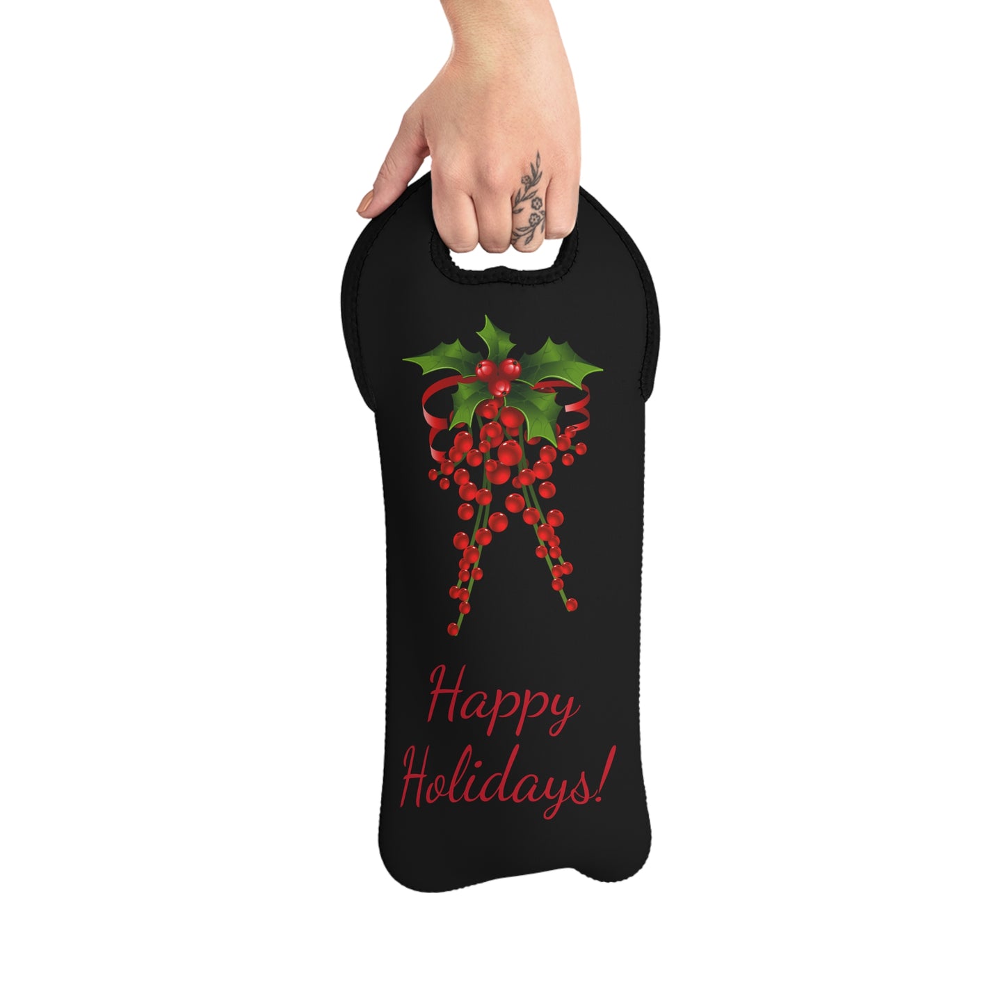 Holiday Holly Wine Tote Bag