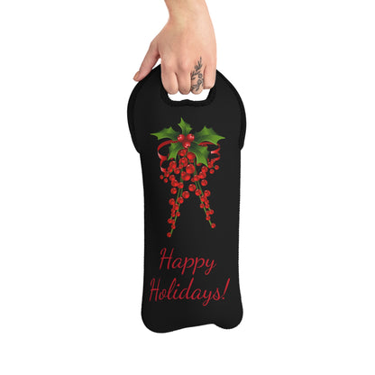 Holiday Holly Wine Tote Bag